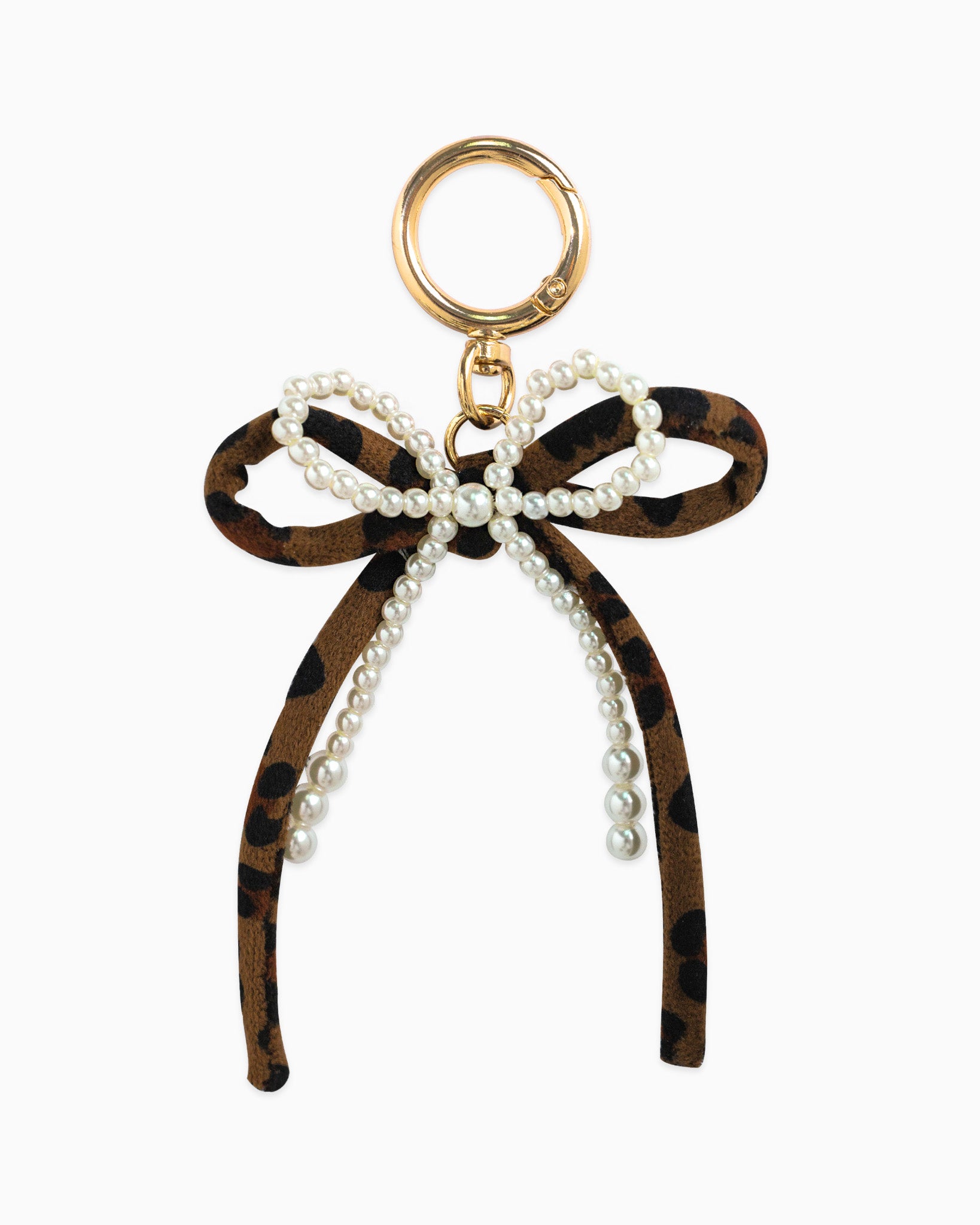 Leopard Pearl Bow Bag Charm